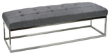 Cortesi Home Biago Contemporary Tufted Oversize Bench, Gray Linen Fabric