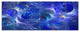 Clear Blue Fractal Glass Texture, Abstract Canvas Art Print, 70"x28", 6 Panels
