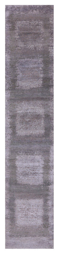 Runner Wool and Silk Abstract Hand Knotted Rug 2' 4" X 12' 1" Q9072