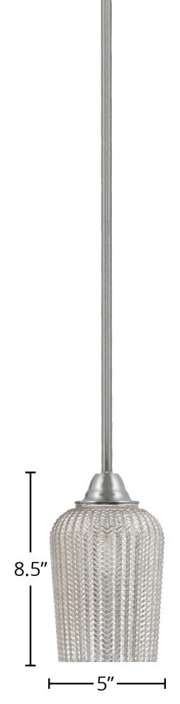 Paramount 1-Light Mini Pendant, Brushed Nickel, 5" Silver Textured Glass