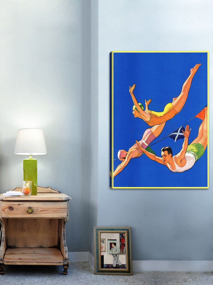 "Diving Women and Man" Painting Print on Canvas by John Newton Howitt