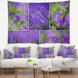 Blue Spring Flowers Collage Floral Wall Tapestry, 60"x50"