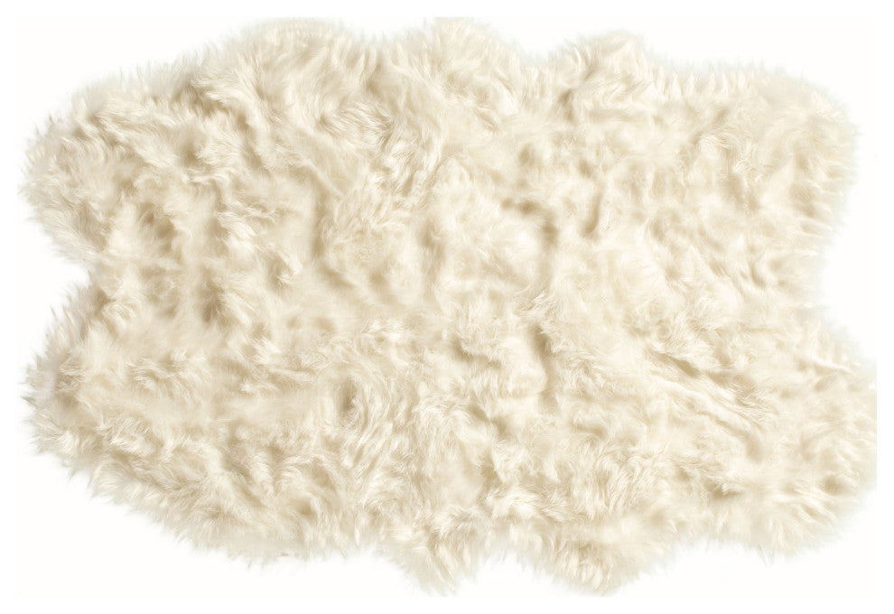 Gordon Faux Sheepskin Rug, Off-White, 4'x6'