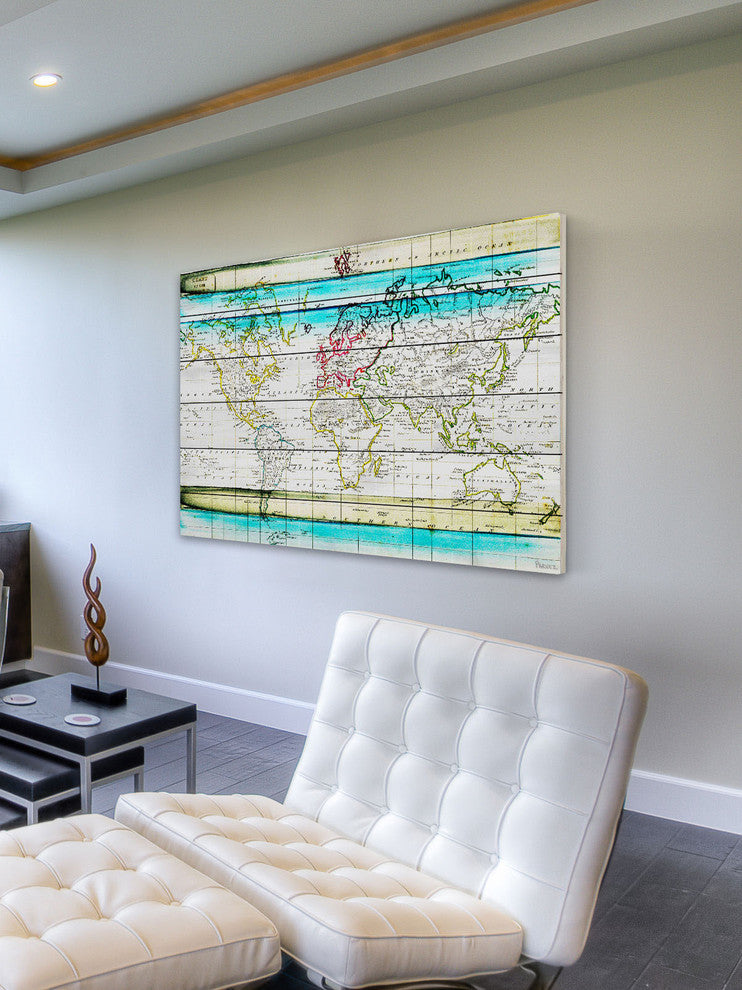 "Jet Setting" Painting Print on White Wood, 18"x12"