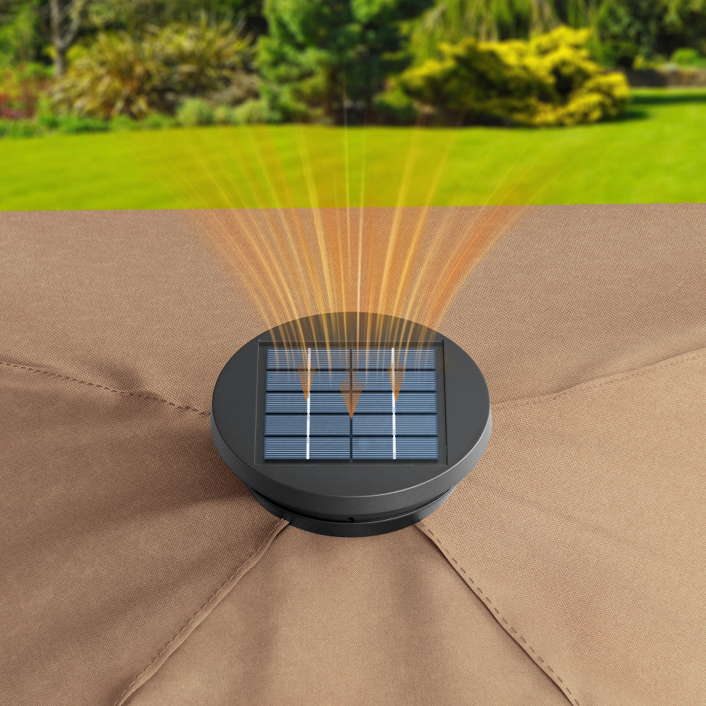 Sunjoy 11 x 11 ft Patio Pop Up Portable Gazebo with Solar LED Lighting