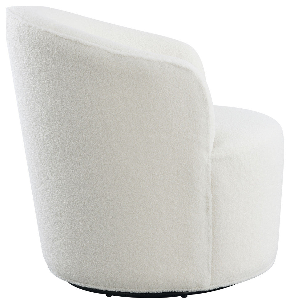 Joyce Upholstered Barrel Back Swivel Chair White