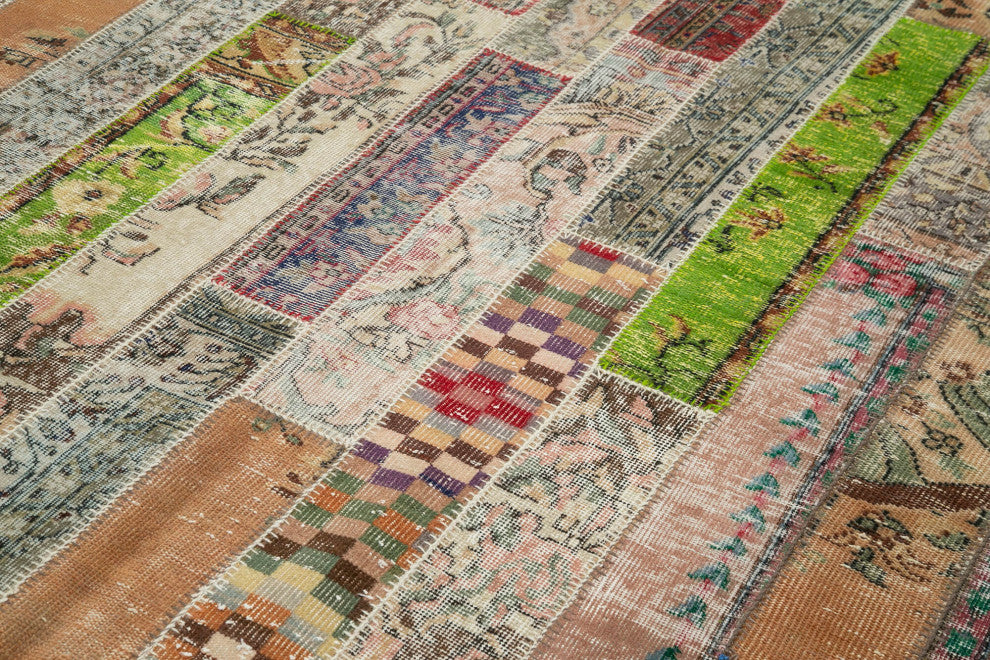 Rug N Carpet - Handwoven Turkish 6' 7" x 9' 10" Unique Patchwork Area Rug