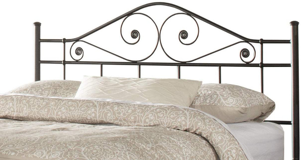 Traditional Metal Headboard, King, Textured Black