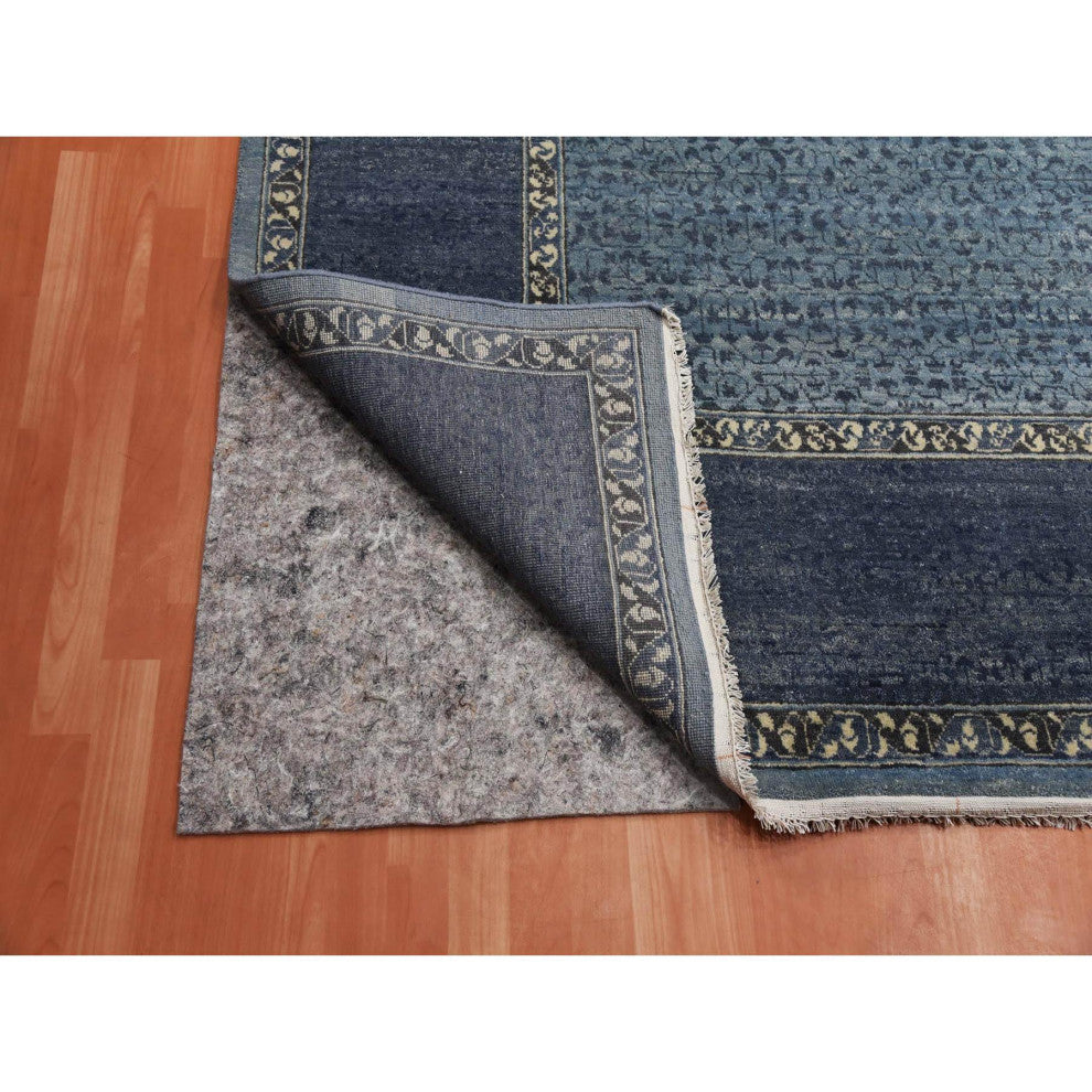 Blue Hand Knotted Modern Design Pure Wool Oversized Oriental Rug, 12'0"x15'4"
