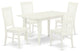 5Pc Dinette Set 4 Wood Dining Chairs, Butterfly Leaf Table, Linen White