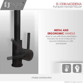 STYLISH Single Handle Pull Down Matte Black Kitchen Faucet