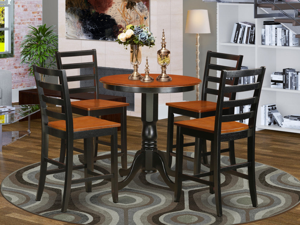 5 Pc Counter Height Dining Set -Pub Table And 4 Dinette Chairs