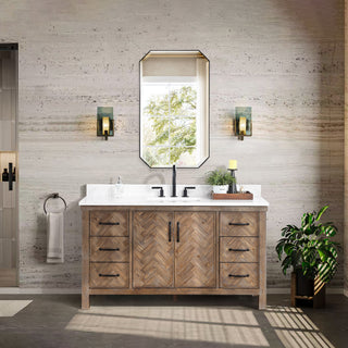 Javier Bath Vanity, Composite Stone Top, Antique Gray, 60", Single Vanity, No Mirror