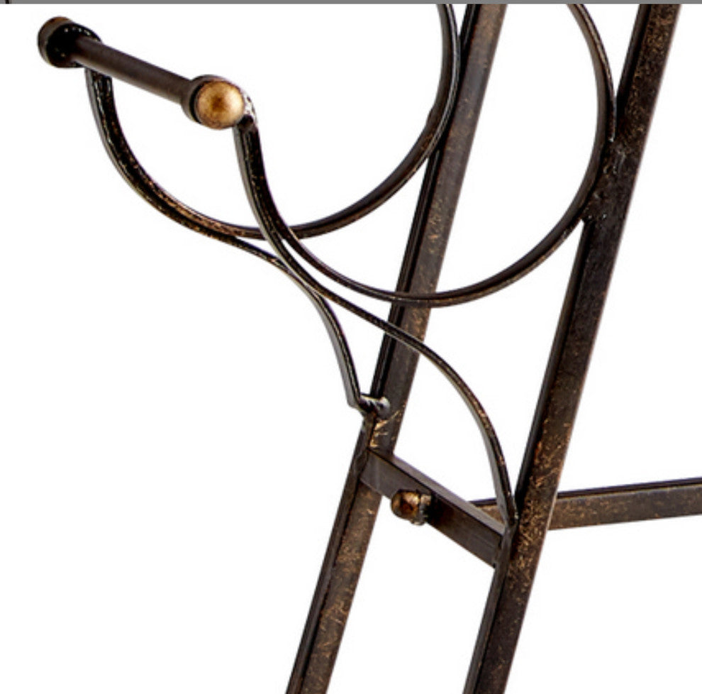 Luxe Rustic Old World Tabletop 8 Bottle Wine Rack, Iron Pyramid Portable Handle