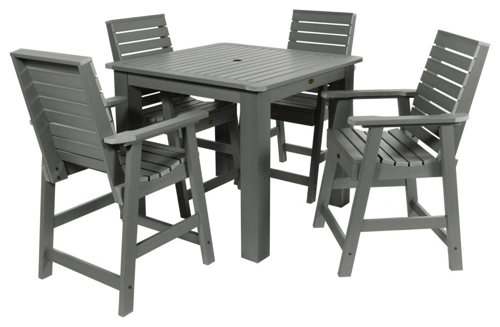 Glennville 5-Piece Square Counter Dining Set, Weathered Acorn, Coastal Teak