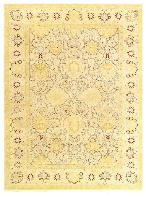 Ivory Fine Hand Knotted Agra Rug 9'x12'