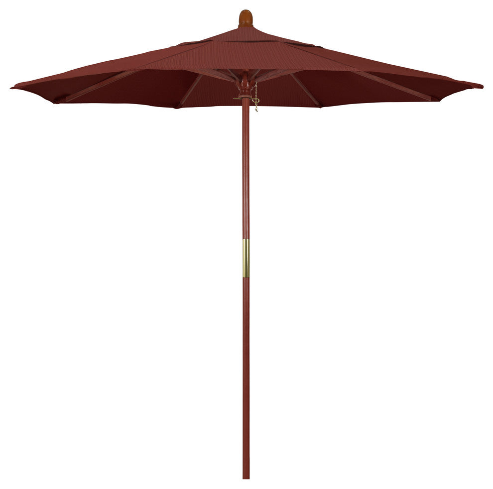7.5' Square Push Lift Wood Umbrella, Terrace Adobe Olefin