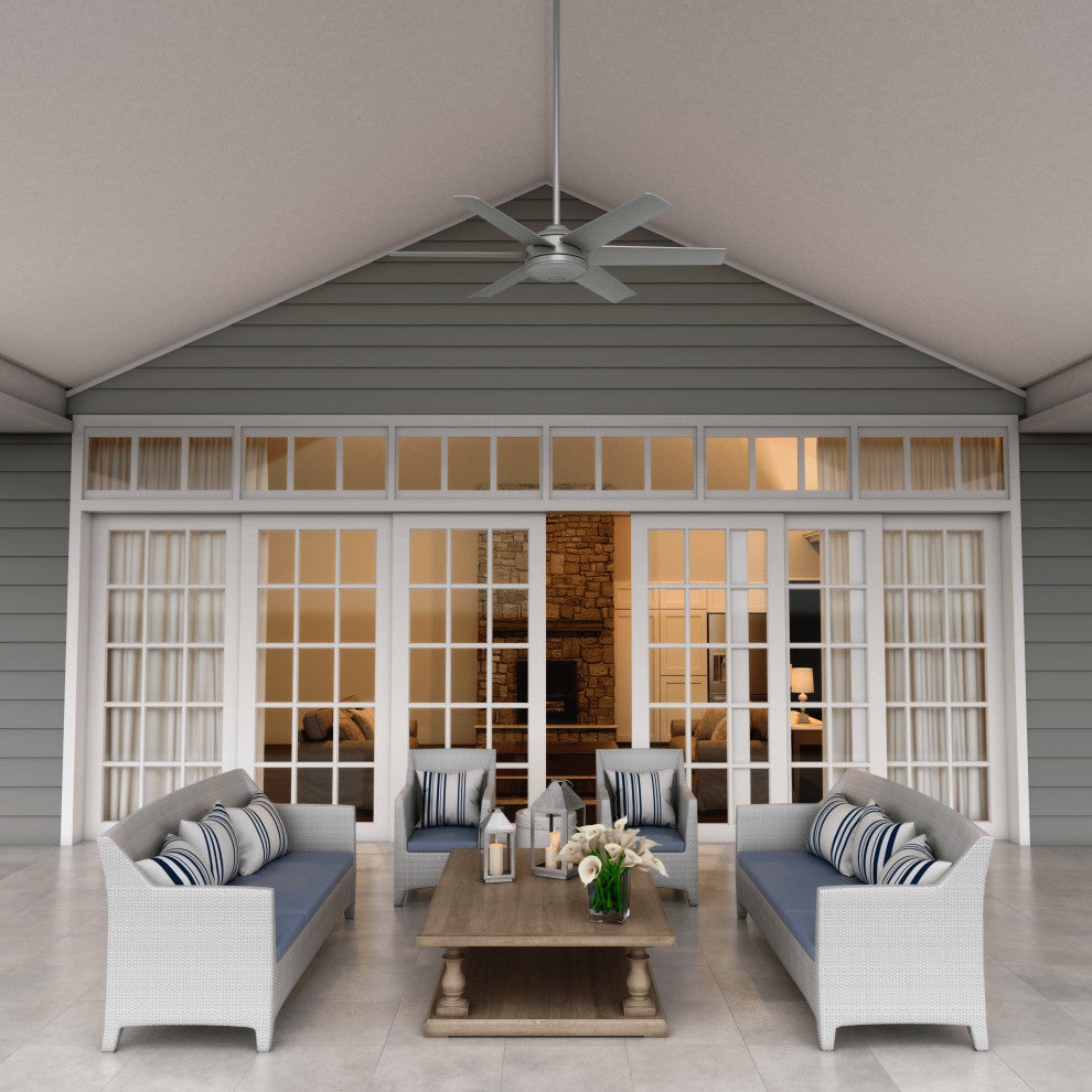 Hunter 52" Jetty WeatherMax Wet Rated Ceiling Fan and Wall Control, Matte Silver
