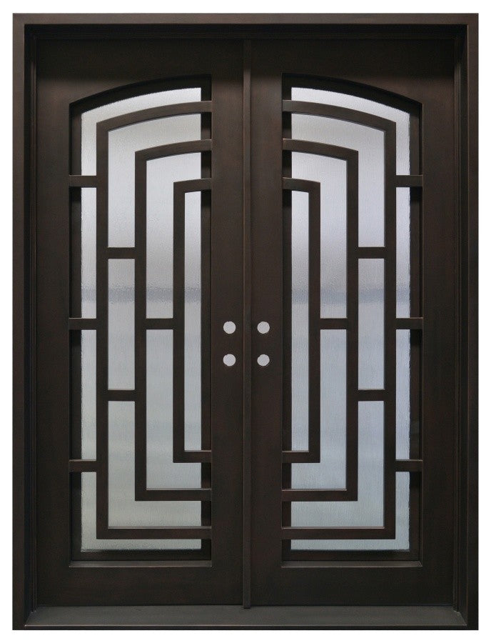Square Top Modern Dual Door With Frame and Threshold 40"x96", Matte Black