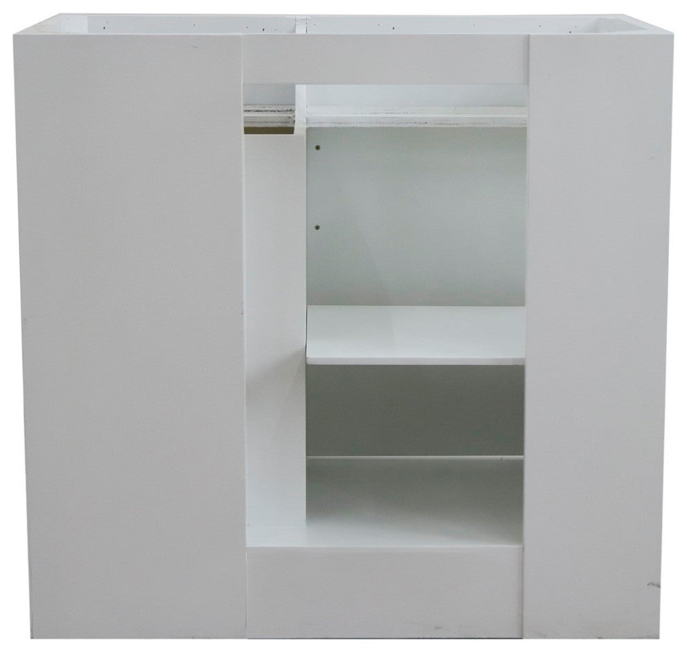 37" Single Sink Vanity, White Finish With White Engineered Stone Top