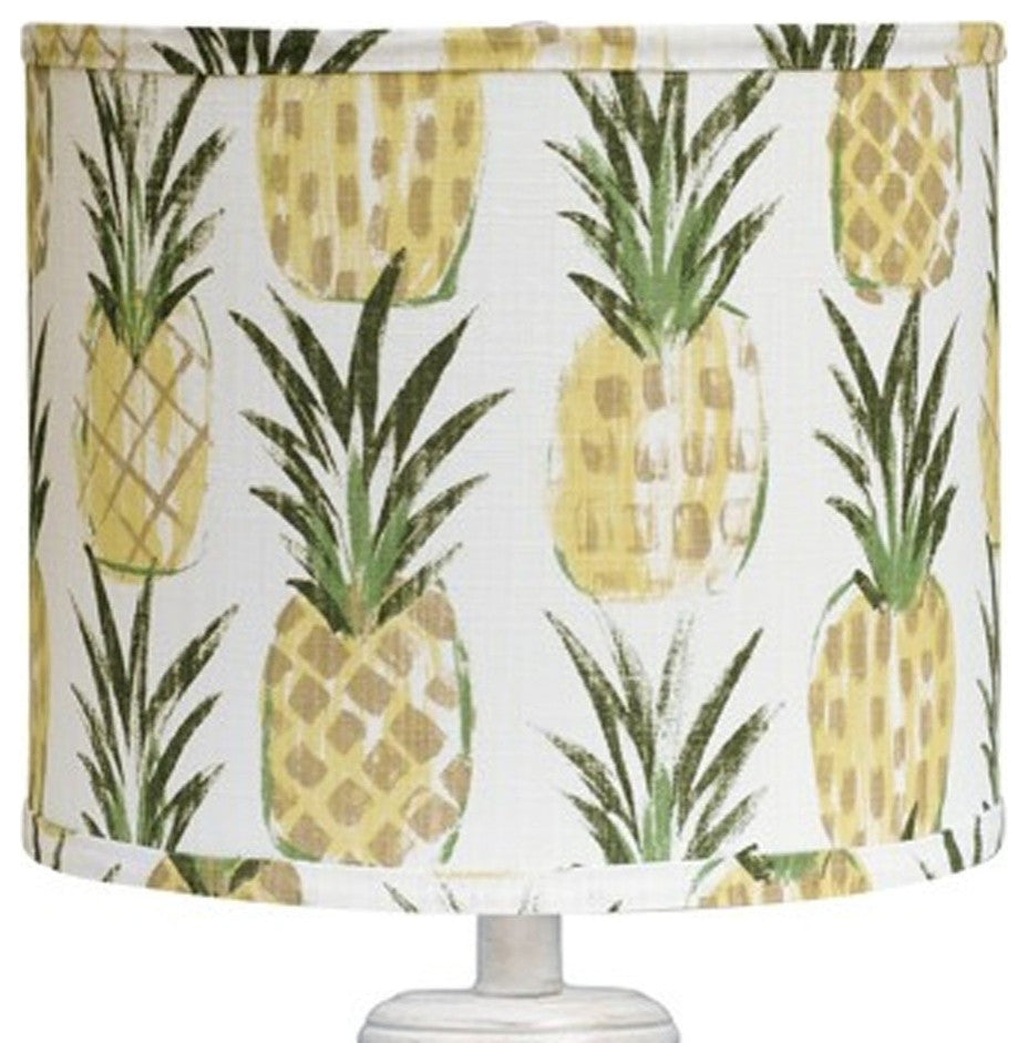 Distressed Whitewash Pineapple Shade Table Lamp