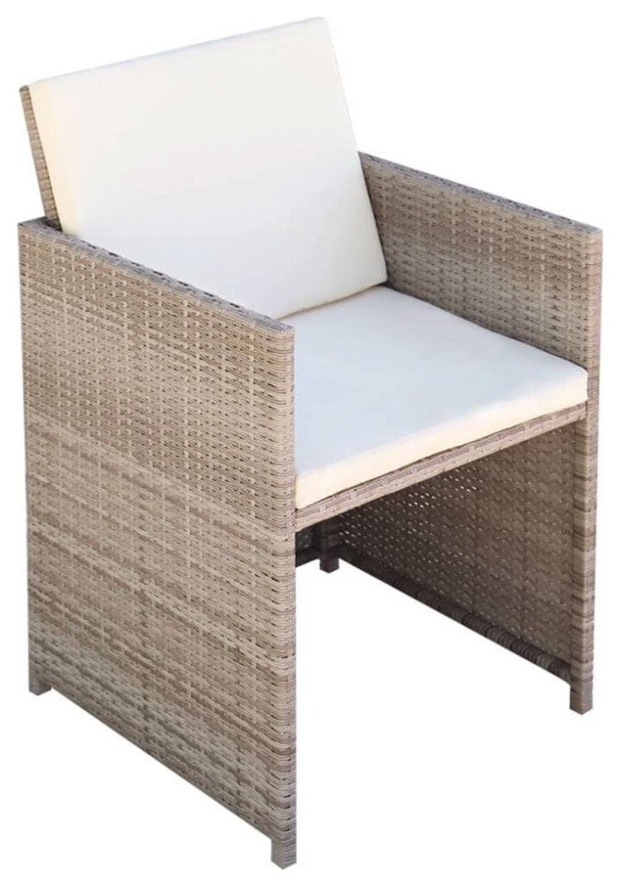 Patio Chairs 2 pcs with Cushions and Pillows Poly Rattan Beige