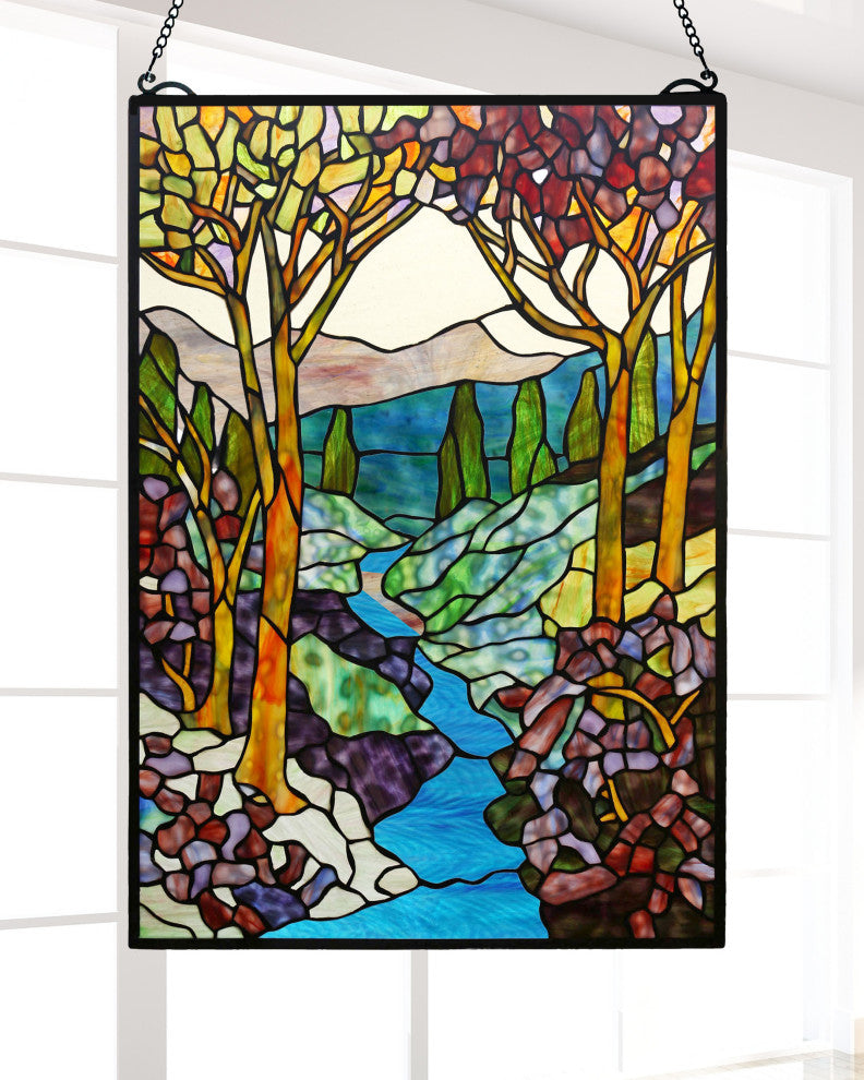 Landscape 26"H Tiffany Window Panel