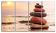 Stones Pyramid on Sand Symbolizing Zen, Landscape Canvas Art, 48"x28", 4 Panels