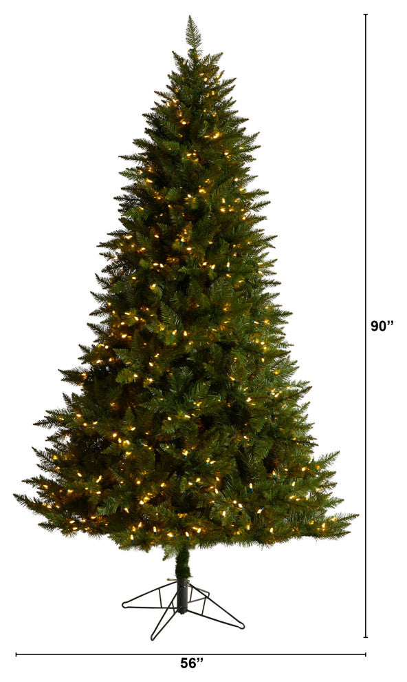 7.5' Vermont Spruce Faux Xmas Tree W/650 Color Changing  &1336 Bendable Branches