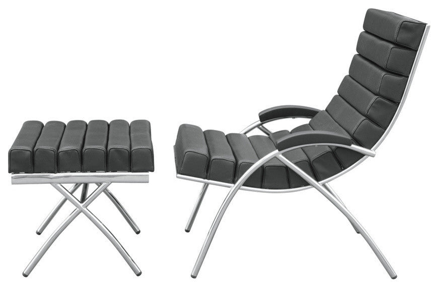 Modern Classics Classic Chair and Ottoman, Black