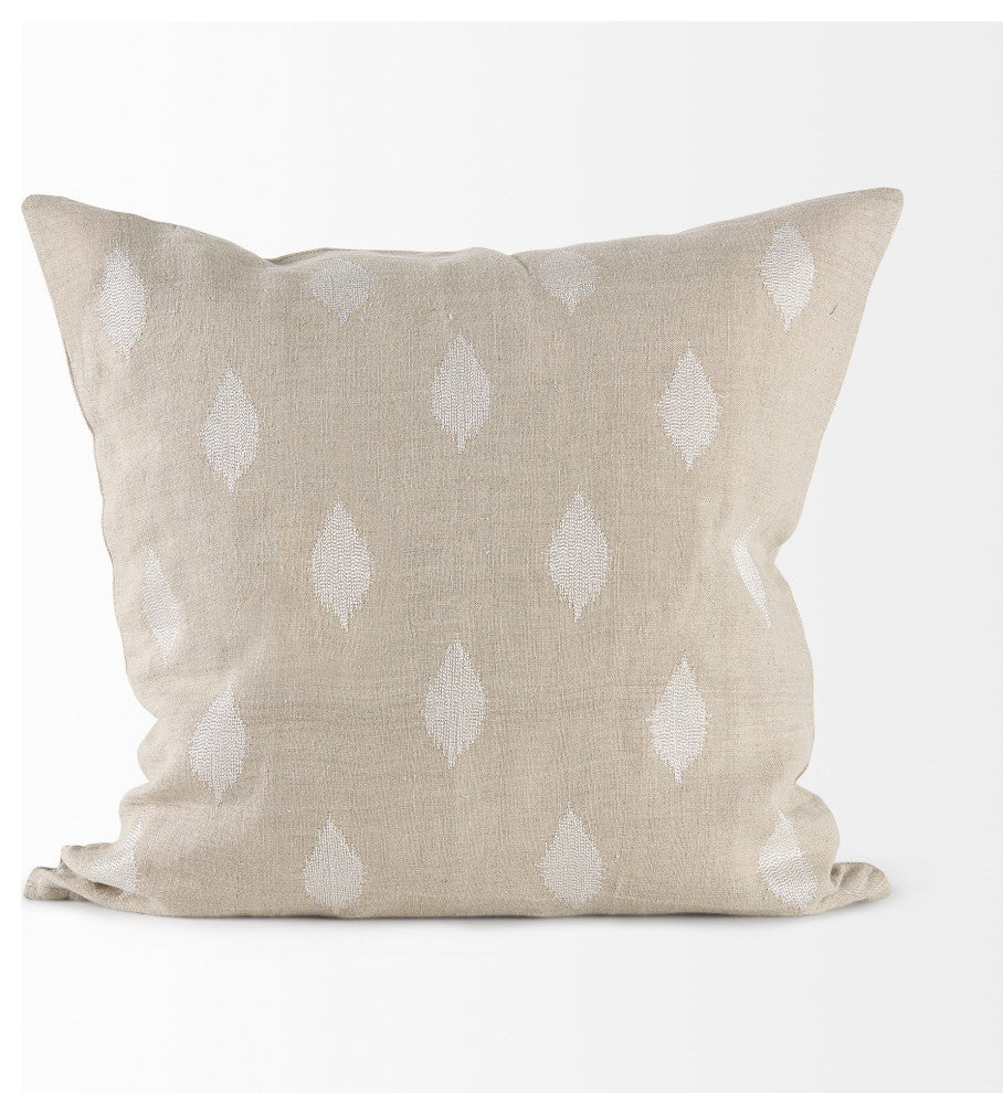 Enya Beige & Cream Fabric Patterned Decorative Pillow Cover