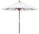 9' Square Push Lift Wood Umbrella, Olefin, White