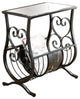11.5" X 18.5" X 21.75" Black Metal Tempered Glass  Accent Table
