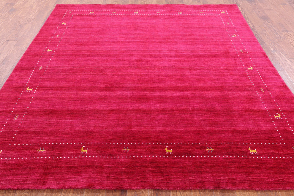 8' Square Persian Gabbeh Handmade Wool Rug - Q15222