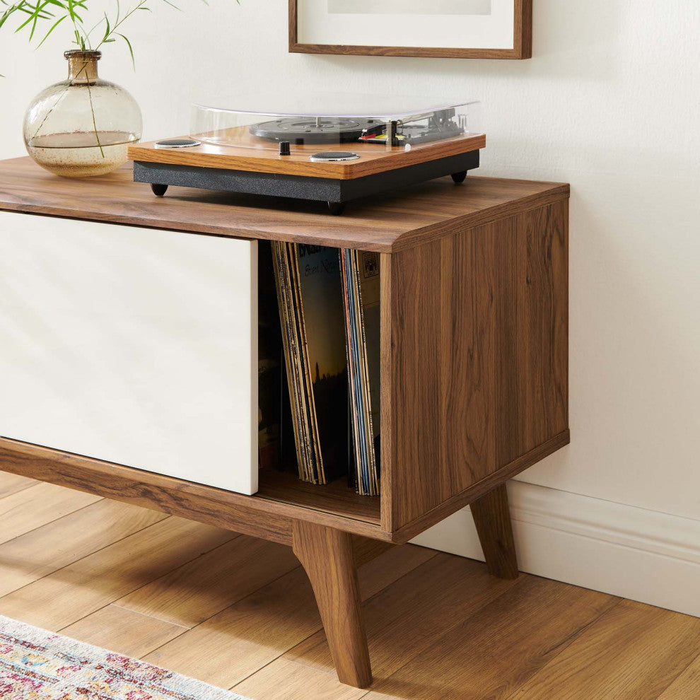 Envision Vinyl Record Display Stand Walnut White