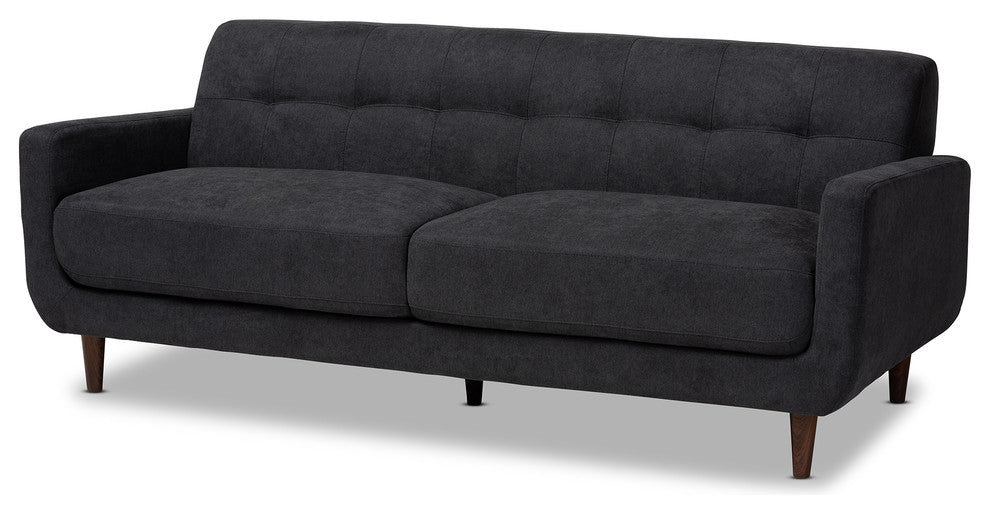 Gilroy Mid-Century Modern Upholstered Sofa, Dark Gray