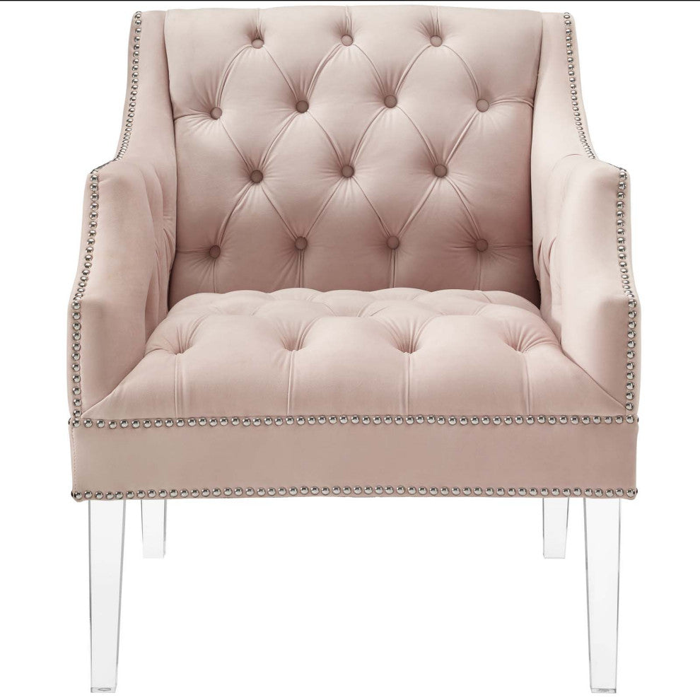 Armchair Accent Chair, Set of 2, Velvet, Pink, Modern, Living Lounge Hospitality