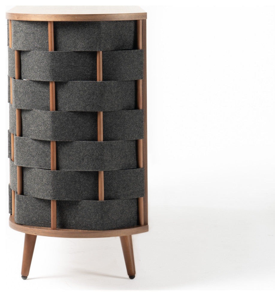 Modrest Sheridan Mid-Century Grey Fabric, Walnut Buffet