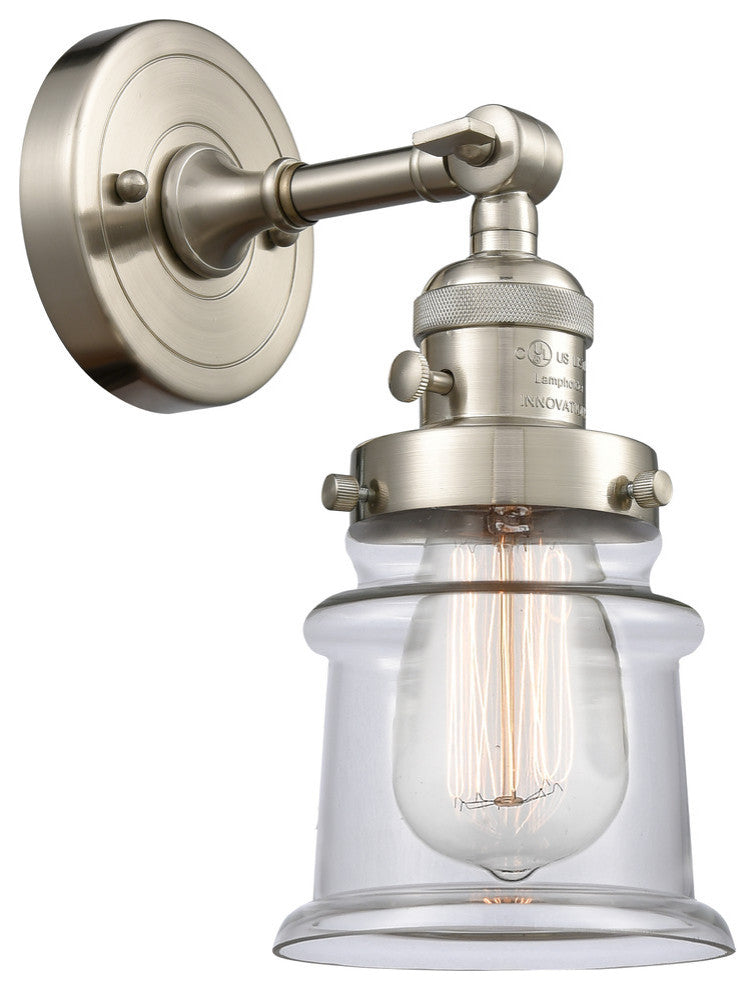 Small Canton 1-Light Sconce, Brushed Satin Nickel, Clear