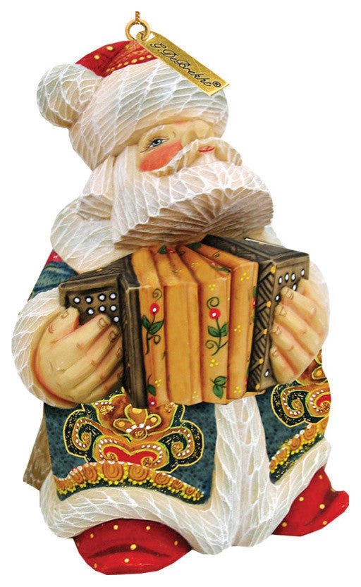Hand Painted Accordion Santa Figurine Ornament