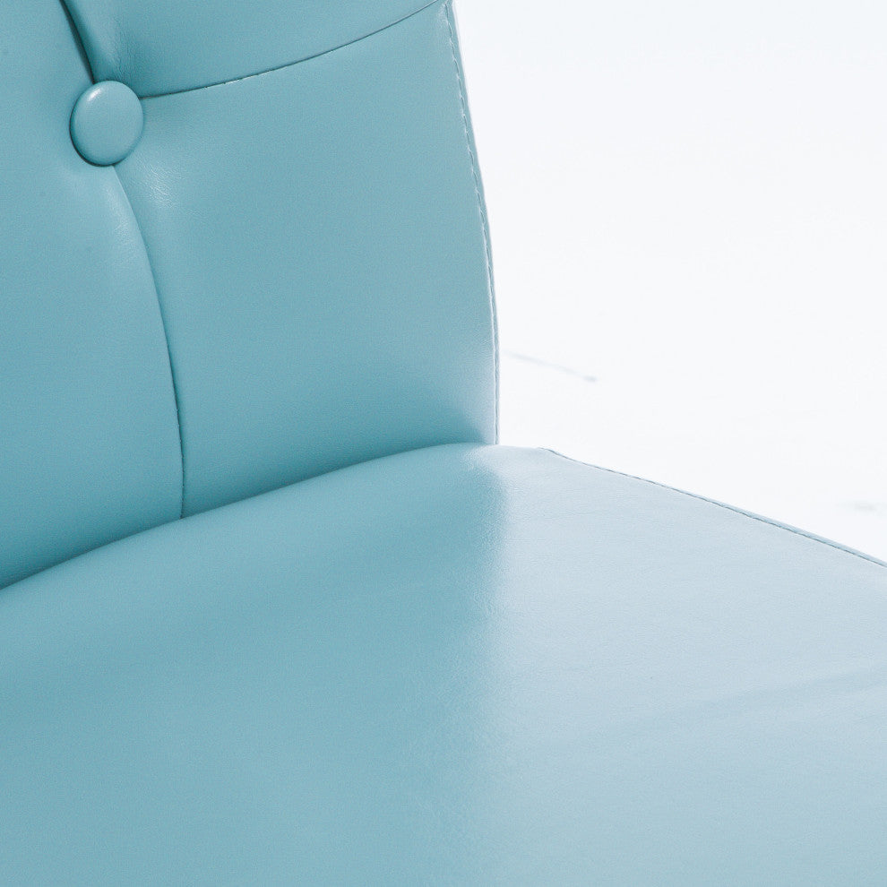 GDF Studio Alexander Leather Dining Chairs, Set of 2, Teal Blue
