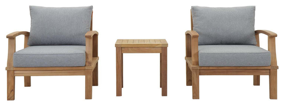 Natural Gray Marina 3 Piece Outdoor Patio Teak Set