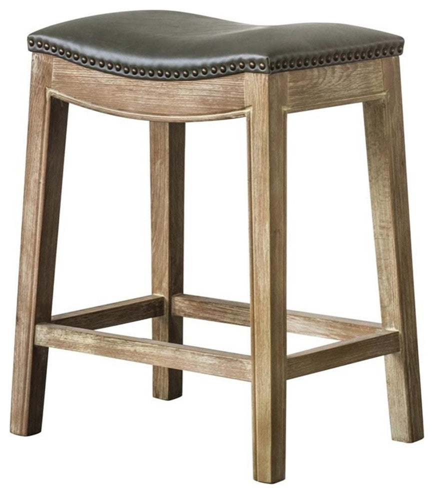 New Pacific Direct Elmo 24.5" Bonded Leather Counter Stool in Gray