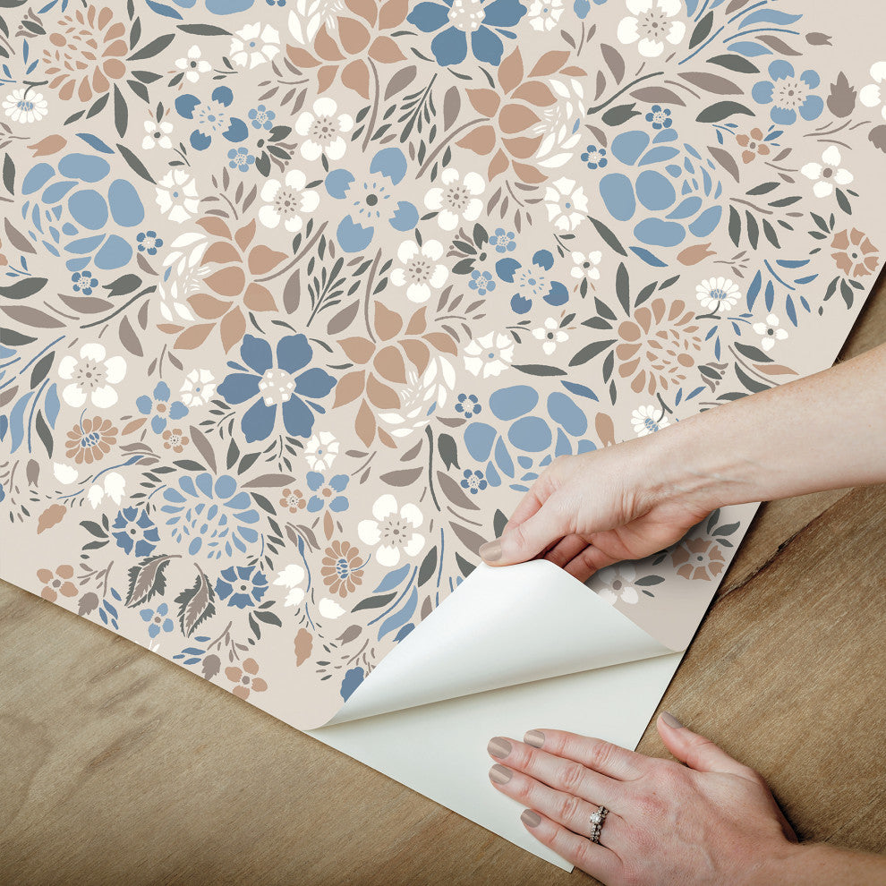 Taupe Medallion Floral Peel & Stick Wallpaper