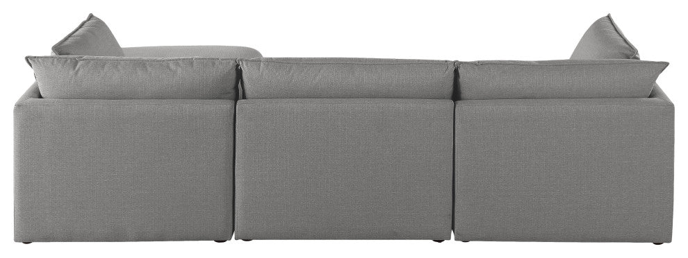Mackenzie Linen Textured Fabric 4-Piece Modular L-Shaped Sectional, Grey
