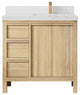 Elizabeth Oak 36" Right Offset Sink Vanity, White 2" Empira Quartz