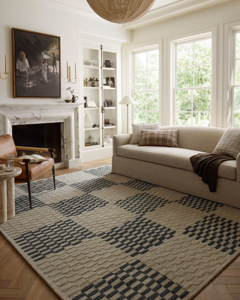 Chris Loves Julia x Loloi Bradley Beige / Midnight 7'-9" x 9'-9" Area Rug