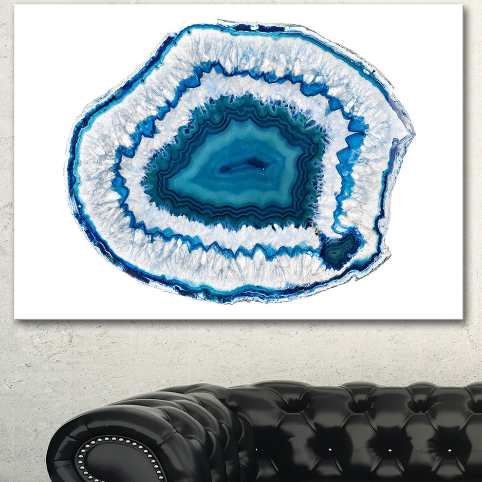 Blue Agate Crystal, Abstract Canvas Wall Art Print, 60"x28"