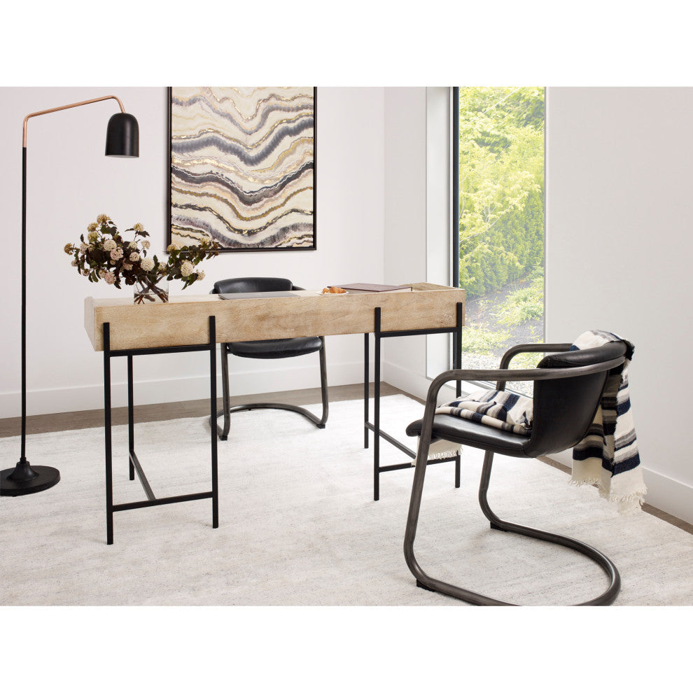 Freeman Dining Chair Onyx Black Leather, Set of 2