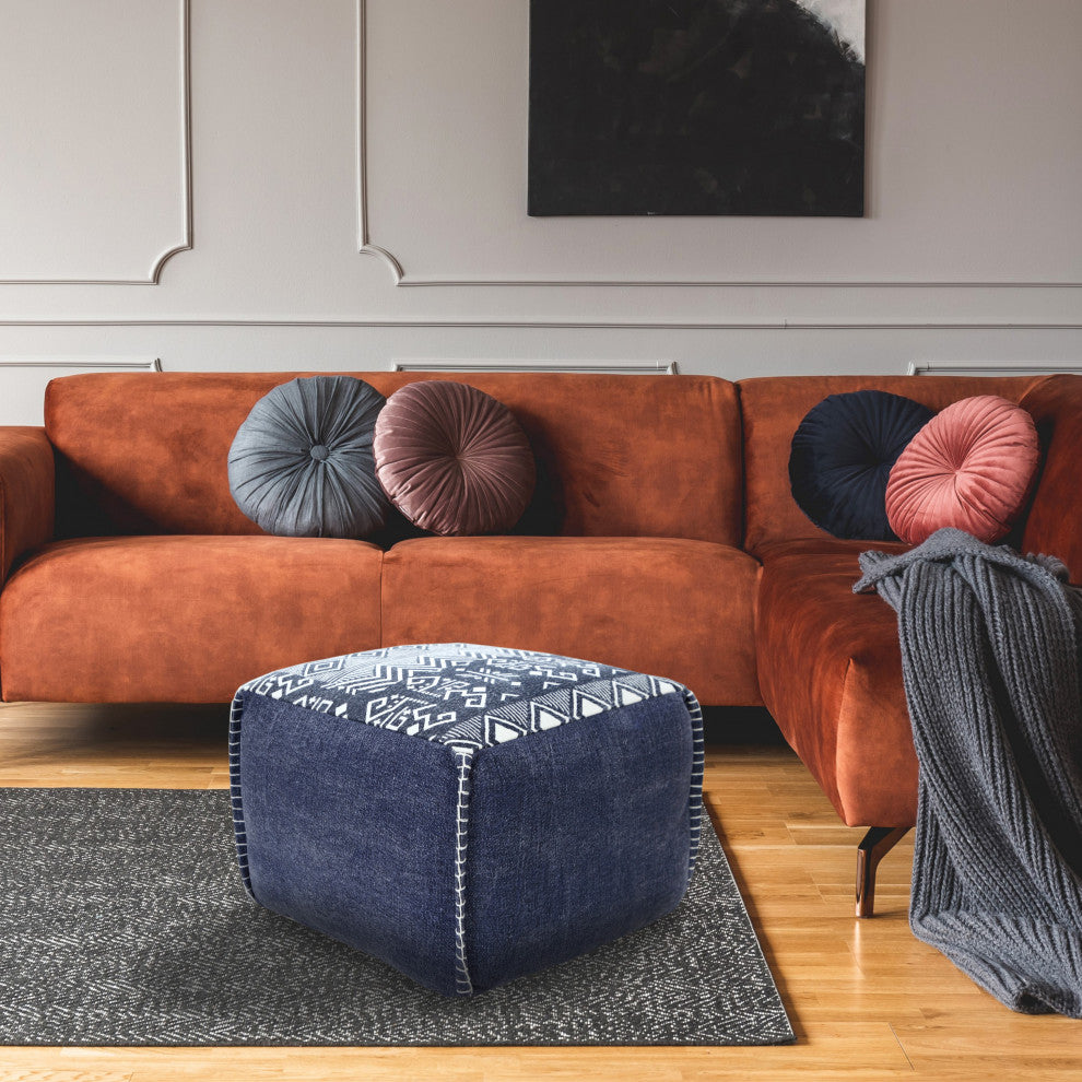 Simple Southwestern Traditional Tribal Pouf Ottoman